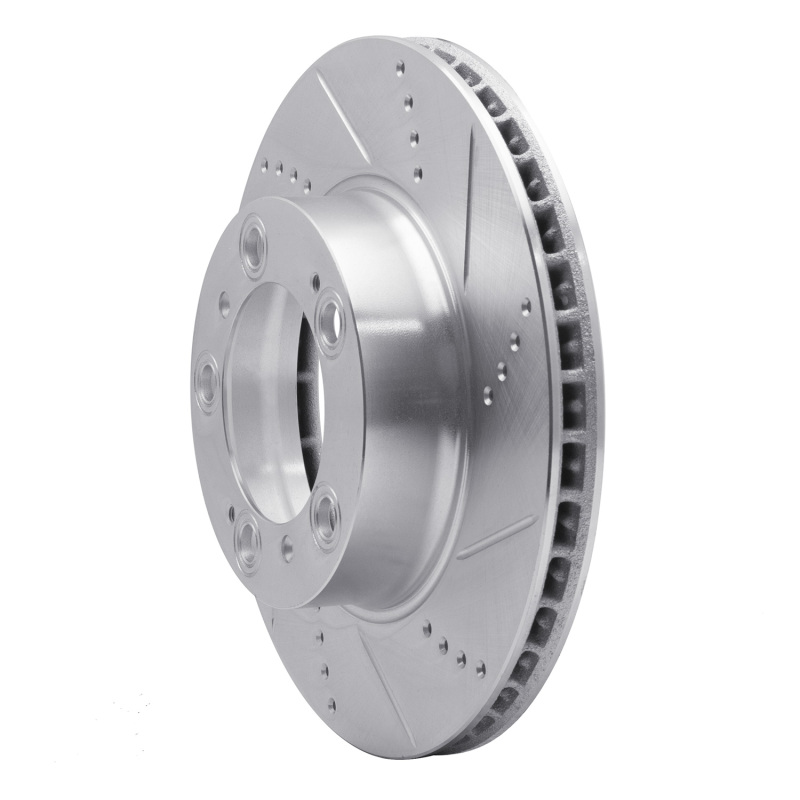 Porsche Boxster Brake Rotor (1) - Front Right - R1 Concepts - Drilled & Slotted - Silver - `97-`04